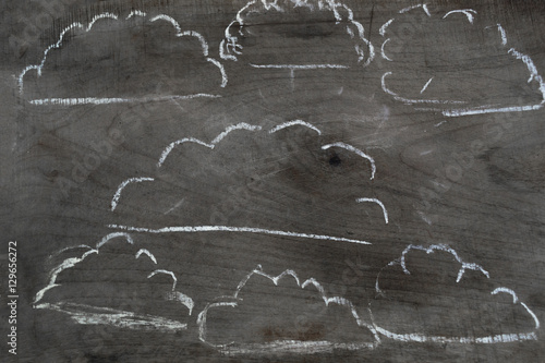 Clouds chalk on a blackboard