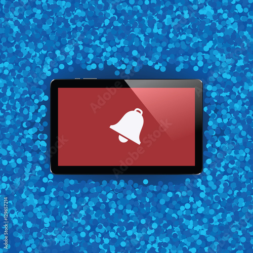 Digital tablet with shiny sensor screen. Electronic smart device. Mobile gadget.