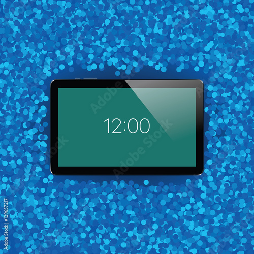 Digital tablet with shiny sensor screen. Electronic smart device. Mobile gadget.
