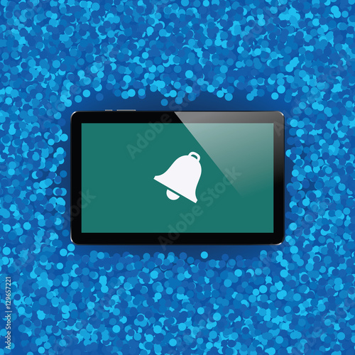 Digital tablet with shiny sensor screen. Electronic smart device. Mobile gadget.