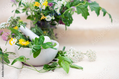 fresh herbs and flowers