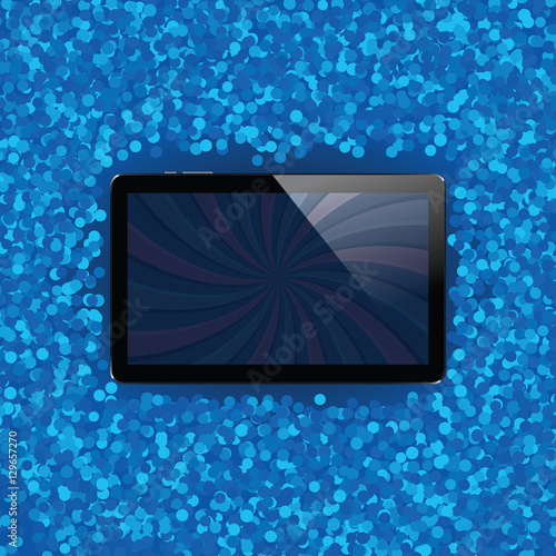 Digital tablet with shiny sensor screen. Electronic smart device. Mobile gadget.