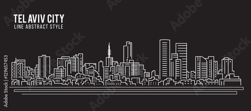 Cityscape Building Line art Vector Illustration design - Tel Aviv city