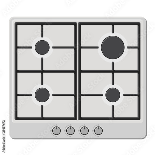 Surface of White Gas Hob Stove. Vector