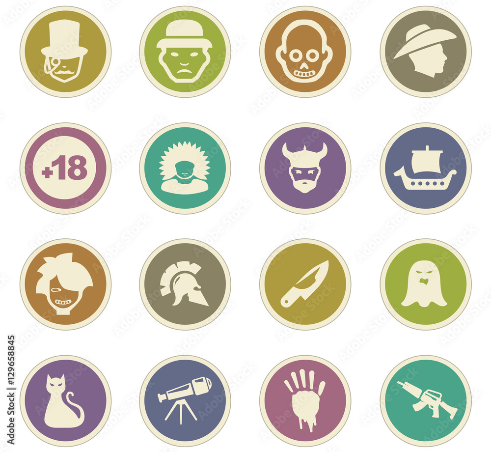 Genres of cinema icons set Genres of cinema icons set