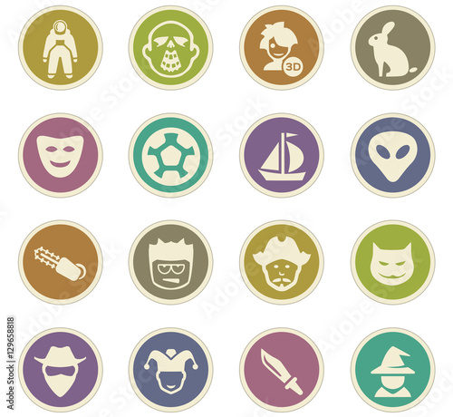 Genres of cinema icons set