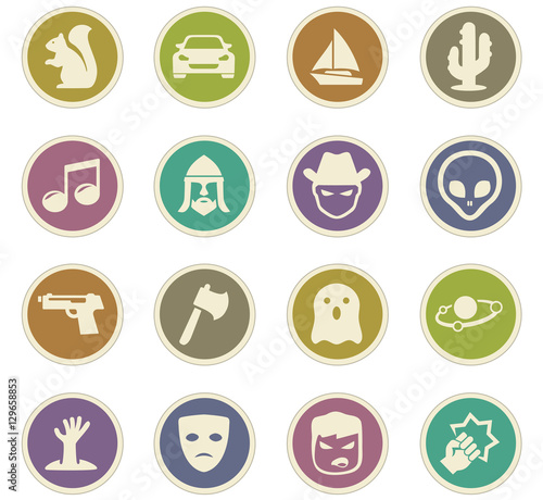 Genres of cinema icons set