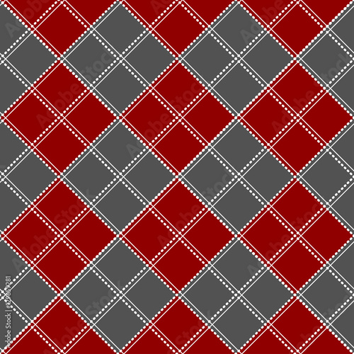 Red Gray White Chess Board Christmas Background. Vector Illustration.