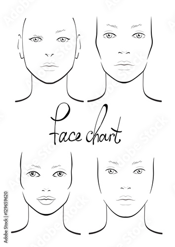 Face chart Makeup Artist Blank. Template. Vector illustration.