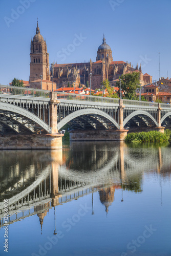 Enrique Estavan Bridge in foreground, Cathedral of Salamanca, Salamanca, Castile y Leon, Spain photo