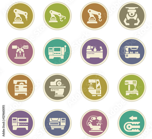 Machine tool icons set