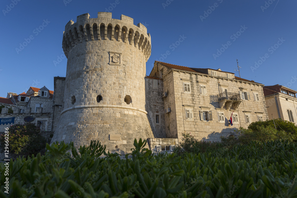 Fortress Tower in Korcula Town, Korcula, Dalmatia, Croatia Fortress Tower in Korcula Town, Korcula, Dalmatia, Croatia