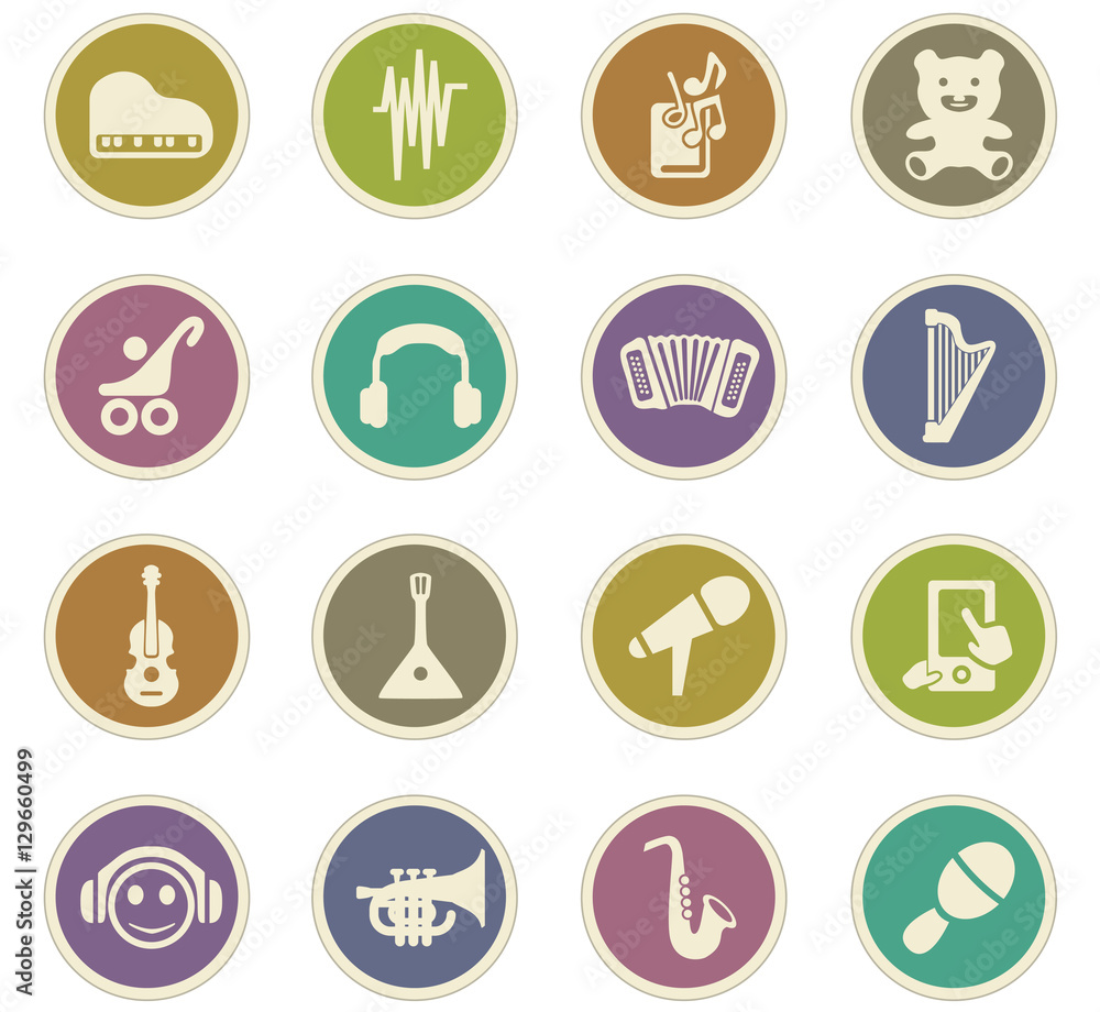 Children toys icons set