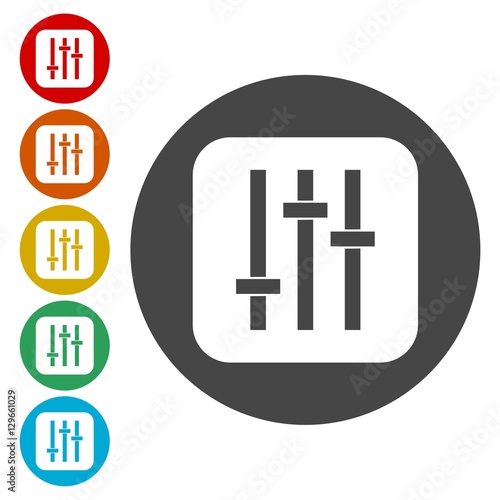 Sliders or faders control board, Fader icon 