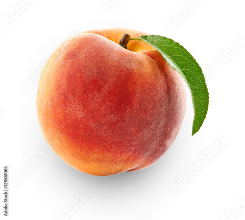 peach isolated in close-up