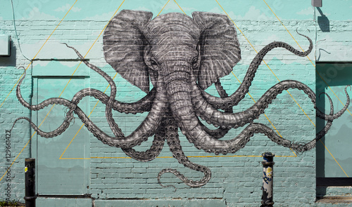 Octophant mural by Alexis Diaz, near Brick Lane, Shoreditch, London