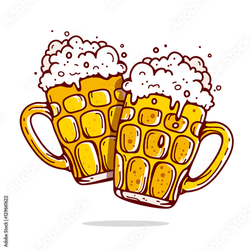 Two large mugs of beer