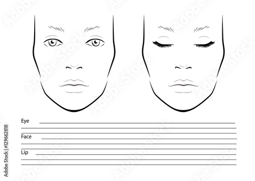Face chart Makeup Artist Blank. Template. Vector illustration.