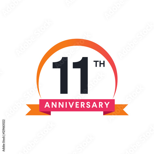 11 Th anniversary ribbon logo with crescent moon shape
