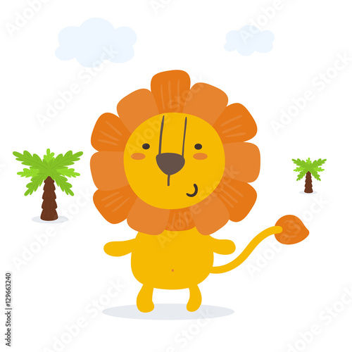 Fototapeta Naklejka Na Ścianę i Meble -  funny cute lion cartoon style. vector print