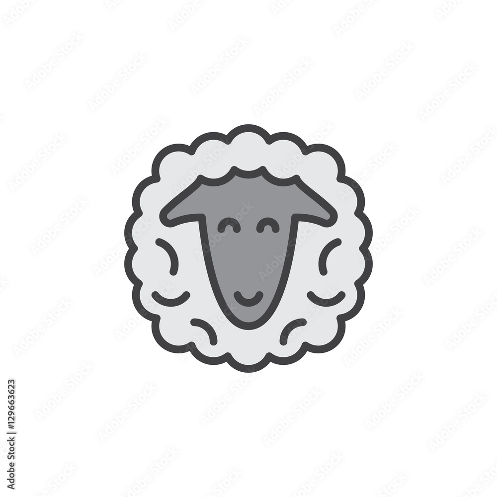 Sheep head line icon, filled outline vector sign, linear pictogram isolated on white. Symbol, logo illustration Sheep head line icon, filled outline vector sign, linear pictogram isolated on white. Symbol, logo illustration