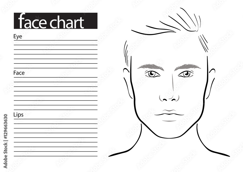 Fototapeta premium Face chart Makeup Artist Blank. Template. Vector illustration.