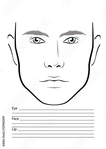 Face chart Makeup Artist Blank. Template. Vector illustration.