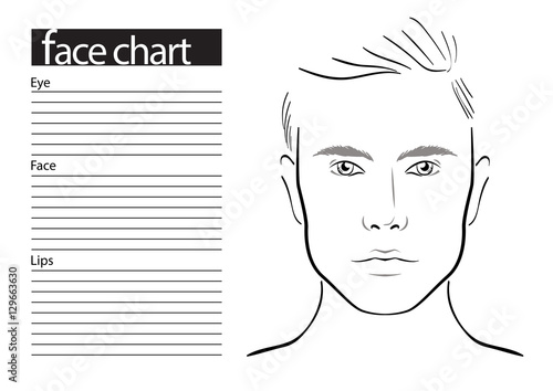 Face chart Makeup Artist Blank. Template. Vector illustration. photo