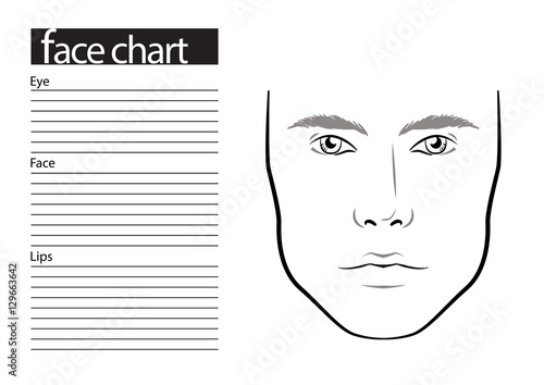 Face chart Makeup Artist Blank. Template. Vector illustration.