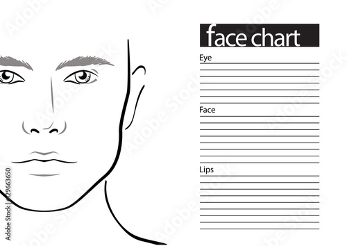 Face chart Makeup Artist Blank. Template. Vector illustration.