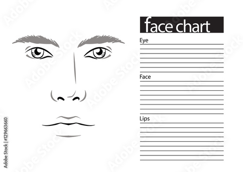 Face chart Makeup Artist Blank. Template. Vector illustration.