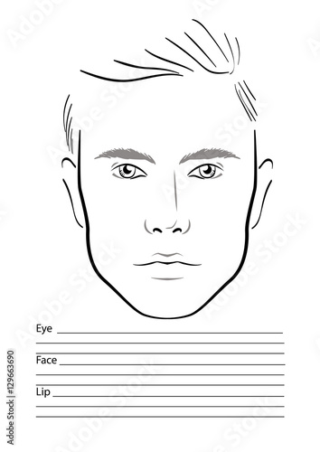 Face chart Makeup Artist Blank. Template. Vector illustration.