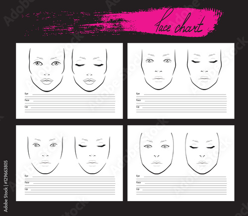Face chart Makeup Artist Blank. Template. Vector illustration.