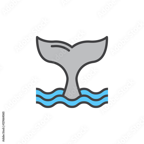 Whale tail line icon, filled outline vector sign, linear colorful pictogram isolated on white. Symbol, logo illustration