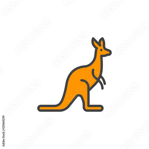 Kangaroo line icon  filled outline vector sign  linear colorful pictogram isolated on white. Symbol  logo illustration