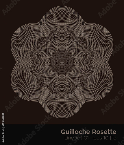 Guilloche Rosette, als Siegel oder Wasserzeichen auf Wertpapier,