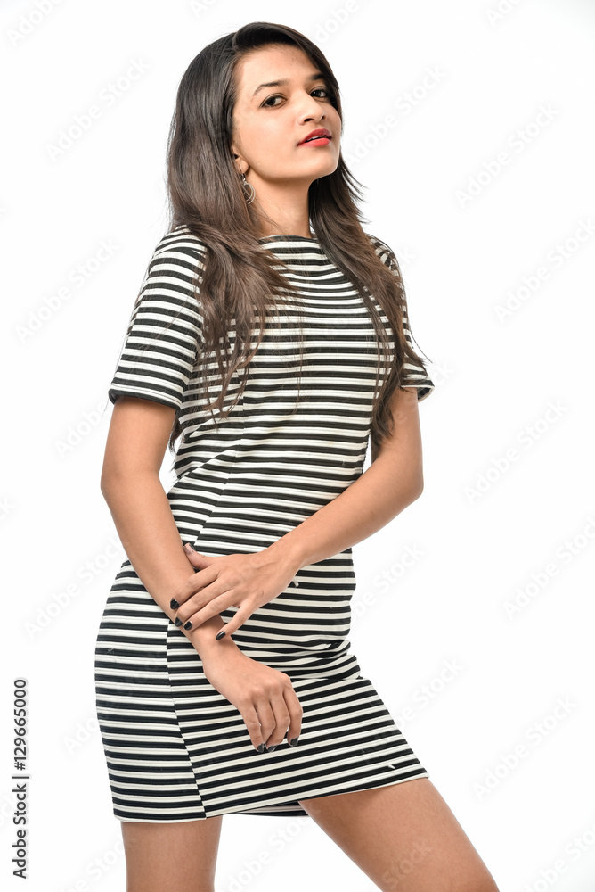 A model on white background A model on white background