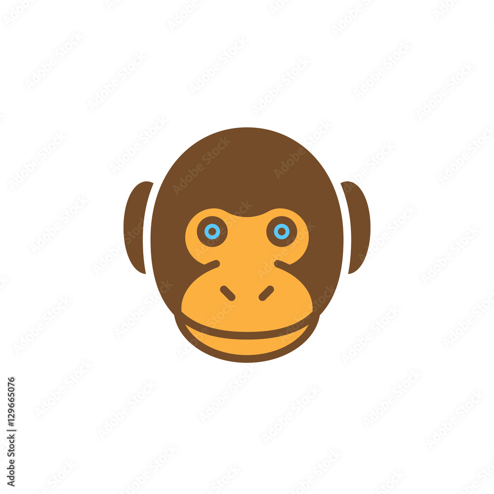 Monkey head icon vector, filled flat sign, solid colorful pictogram isolated on white. Symbol, logo illustration Monkey head icon vector, filled flat sign, solid colorful pictogram isolated on white. Symbol, logo illustration