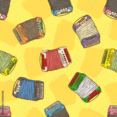 Seamless Pattern. Bayans or Accordions