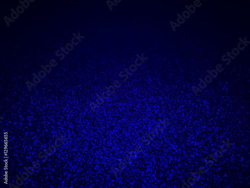 twinkling glitter background in dark shades of blue with depth of field effect (3D illustration)
