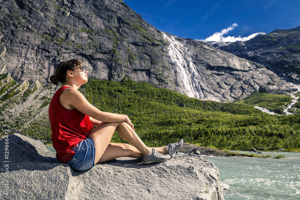 Young woman enjoying the sunny day, Norway