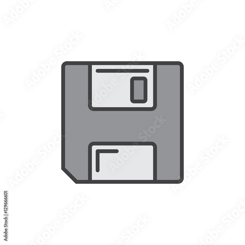 Save symbol. floppy disk line icon, filled outline vector sign, linear pictogram isolated on white. Logo illustration