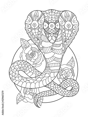 Cobra snake coloring book for adults vector