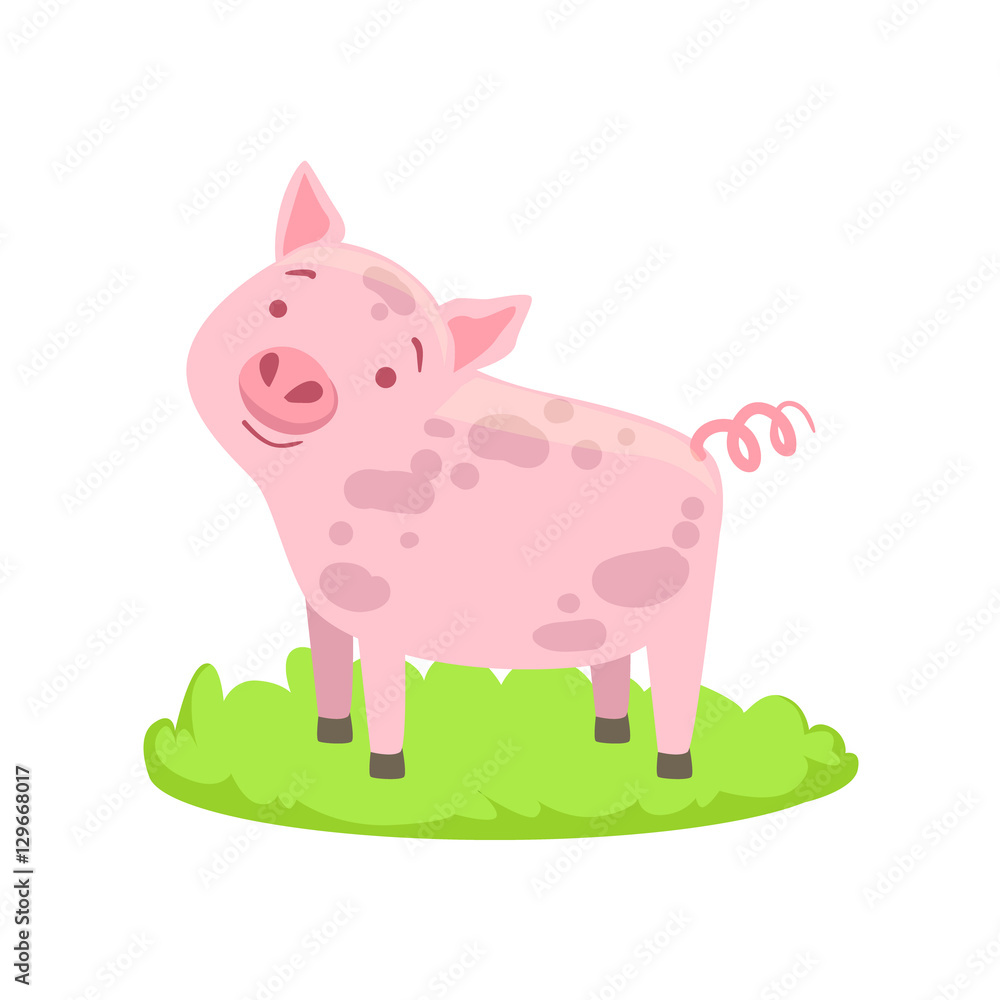 Pig Farm Animal Cartoon Farm Related Element On Patch Of Green Grass Pig Farm Animal Cartoon Farm Related Element On Patch Of Green Grass