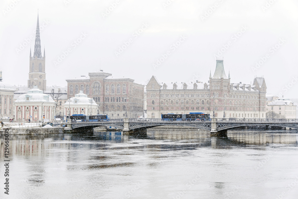 Winter panorama of Stockholm