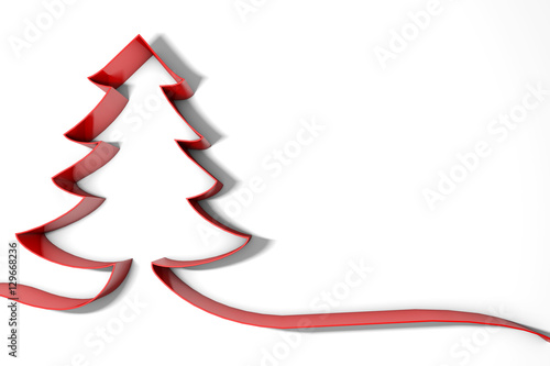 Christmas tree red ribbon background. 3D rendering