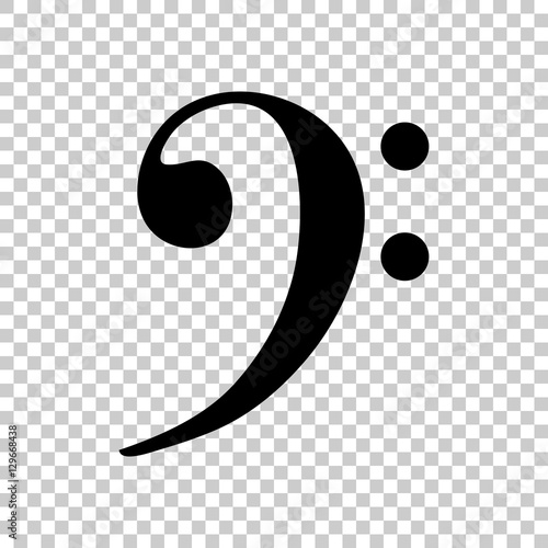 Bass Clef icon. Black icon on transparent background. photo