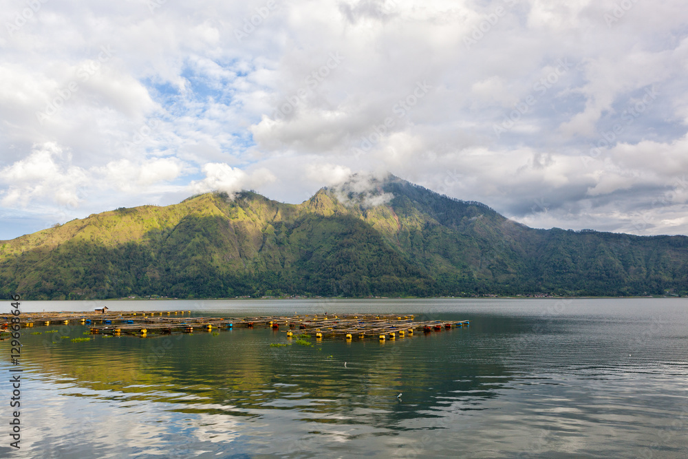 lake Batur in a volcano crater, Indonesia, the island of Bali