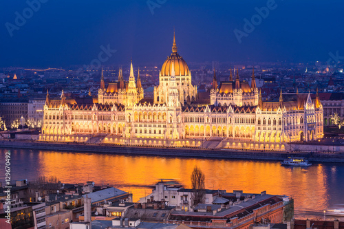 panoramic views to budapest parlament, hungary