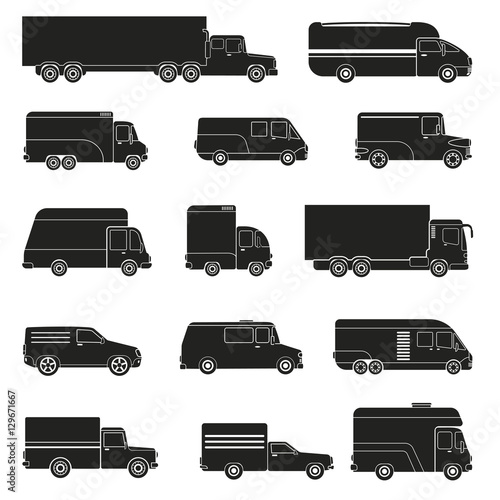Delivery Trucks Monochrome Set
